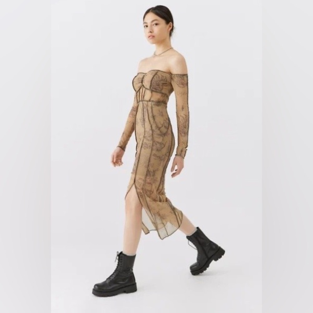 UO Trinity Sheer Mesh Midi Dress